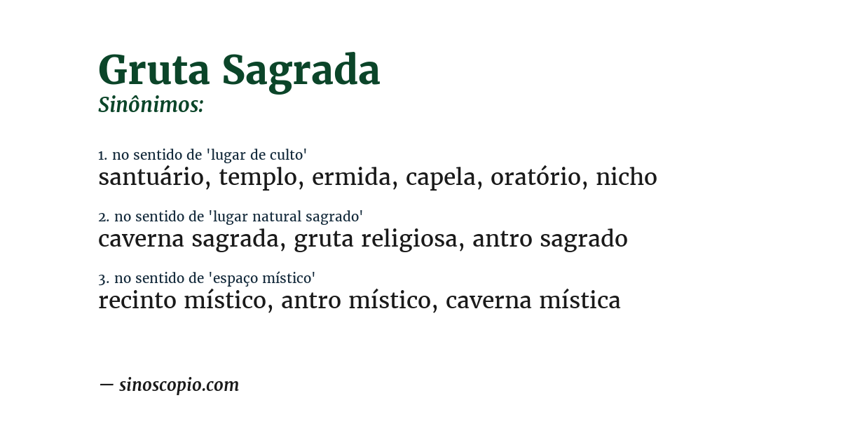 Sinônimo de gruta sagrada