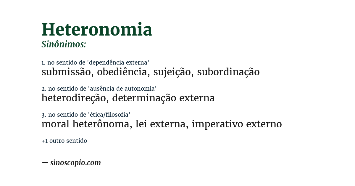 Sinônimo de heteronomia
