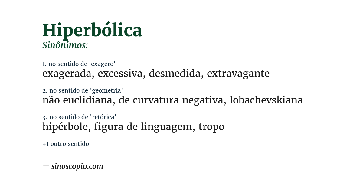 Sinônimo de hiperbólica