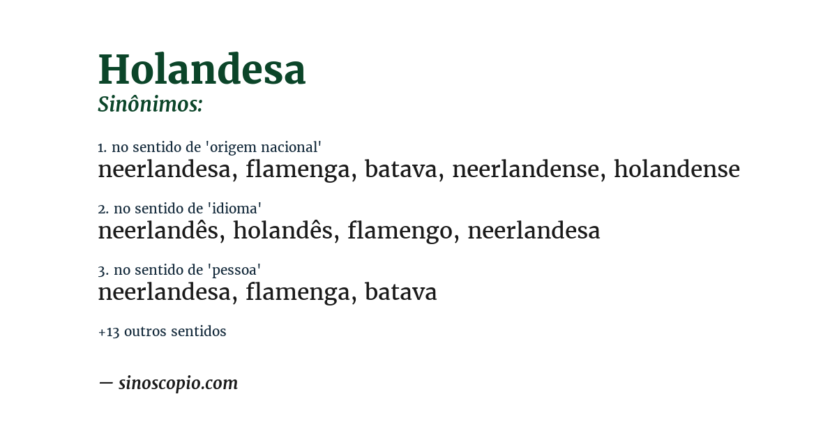 Sinônimo de holandesa