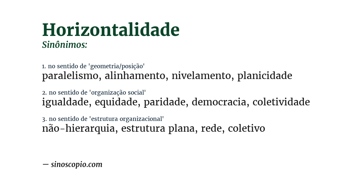 Sinônimo de horizontalidade