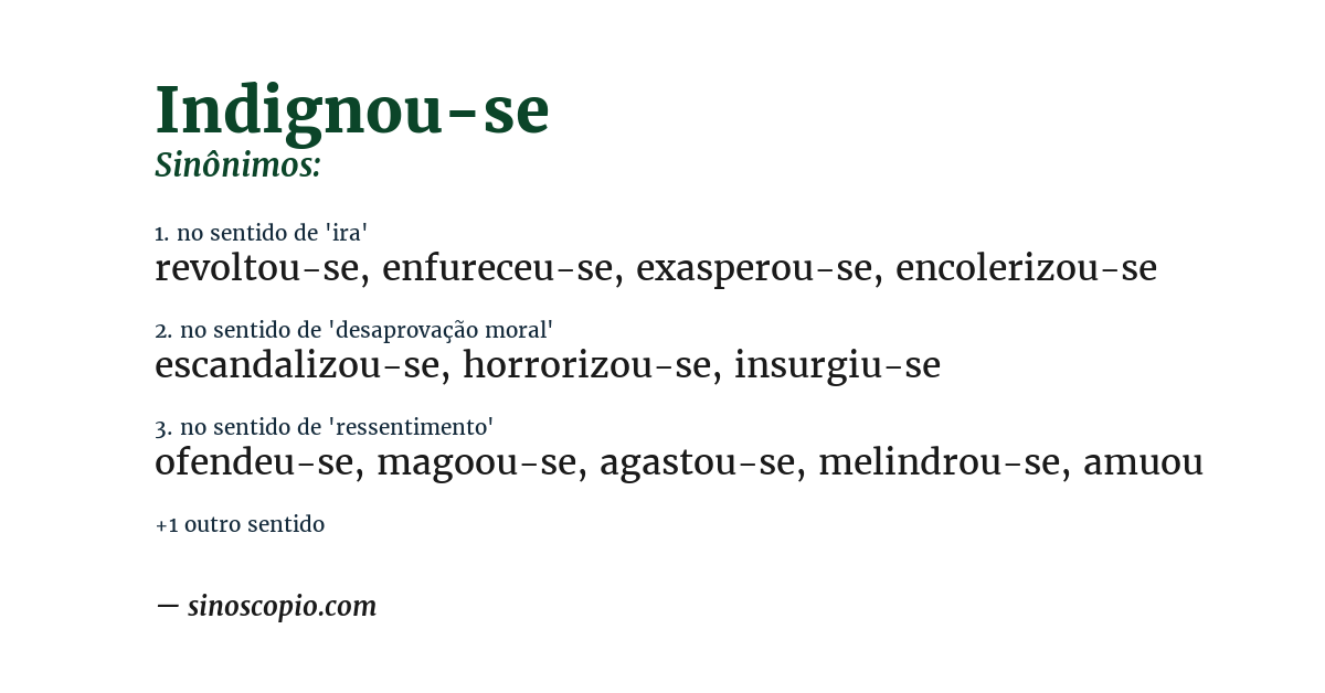 Sinônimo de indignou-se