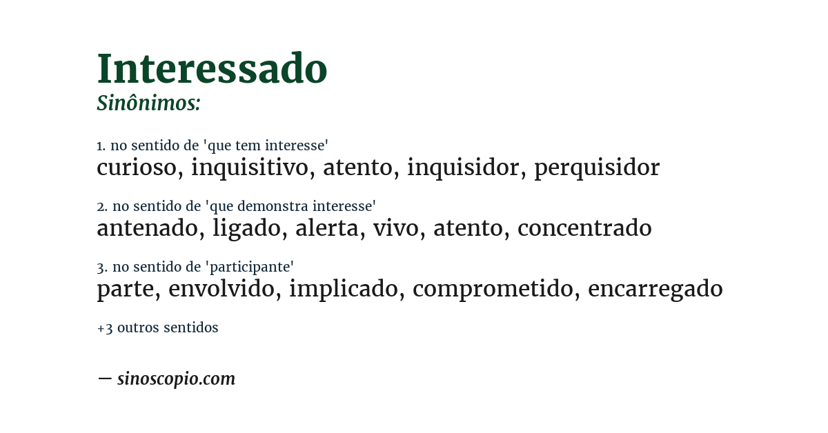 Sinônimo de interessado