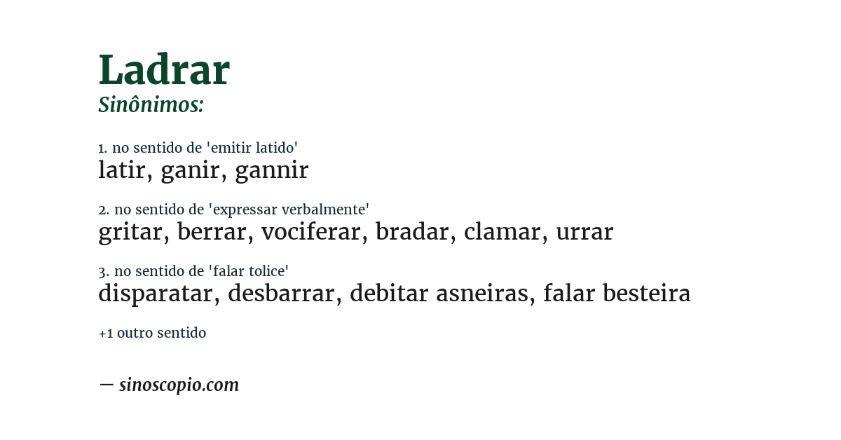 Sinônimo de ladrar