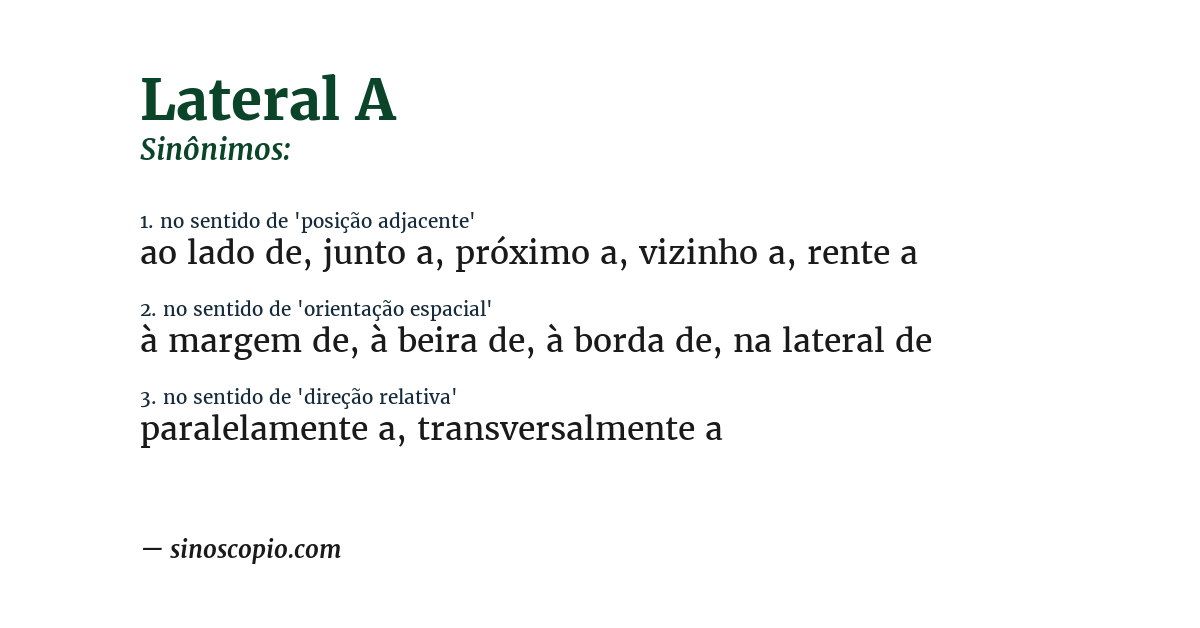 Sinônimo de lateral a
