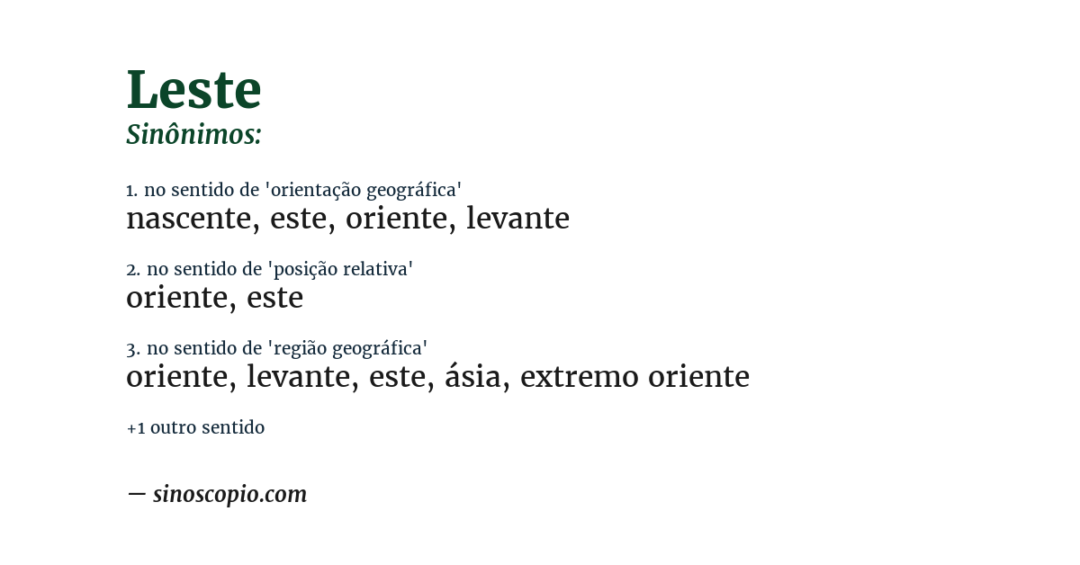 Sinônimo de leste