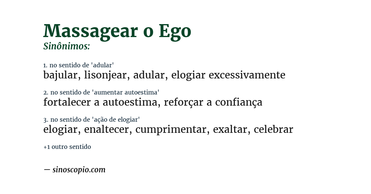 Sinônimo de massagear o ego