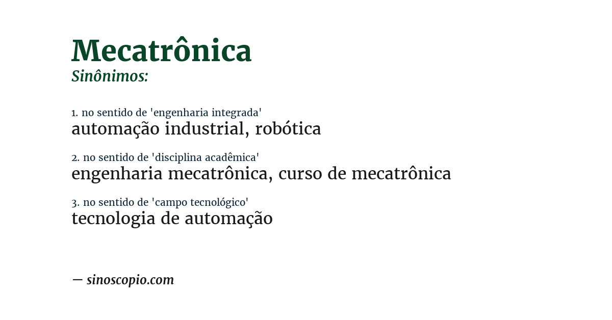 Sinônimo de mecatrônica