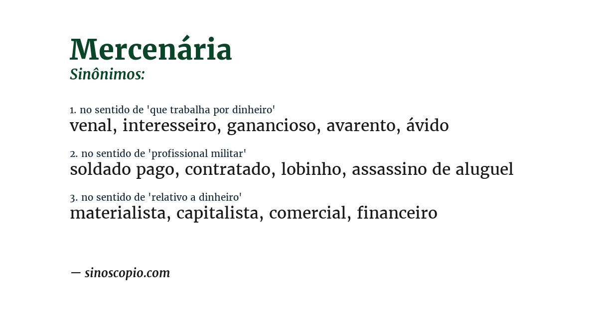 Sinônimo de mercenária