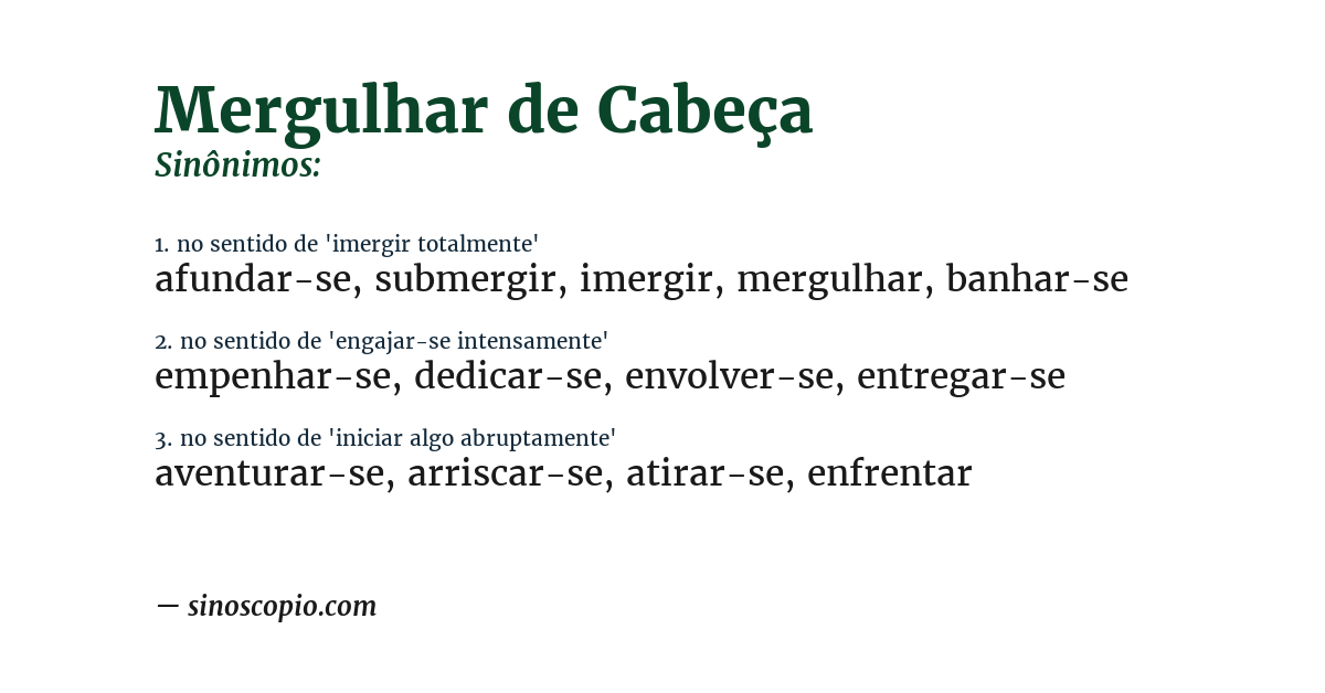 Sinônimo de mergulhar de cabeça