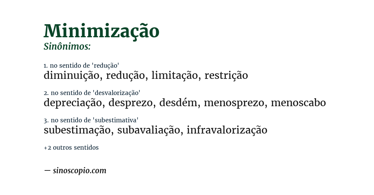 Sinônimo de minimização