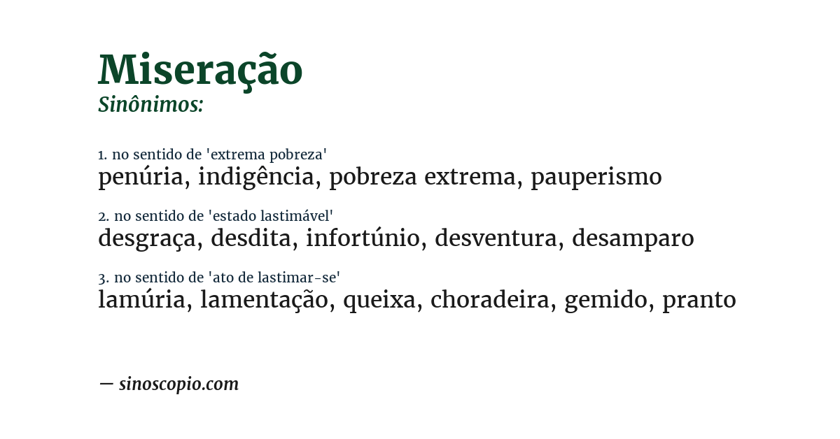 Sinônimo de miseração