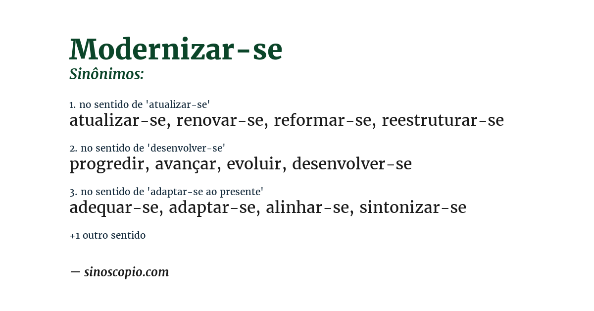 Sinônimo de modernizar-se