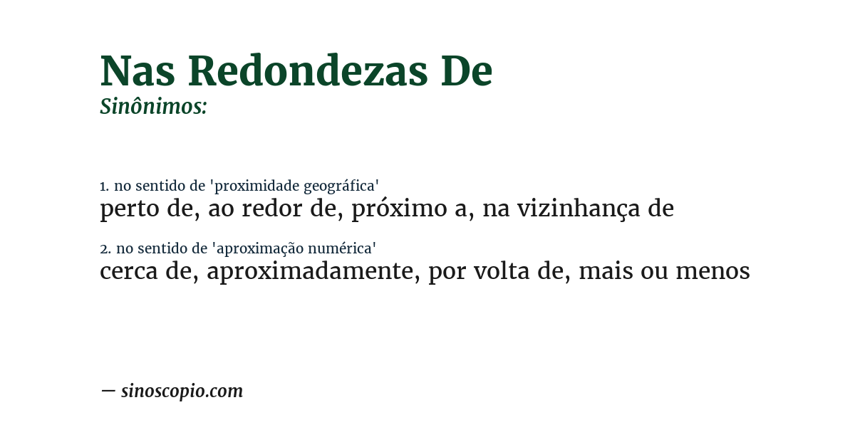 Sinônimo de nas redondezas de