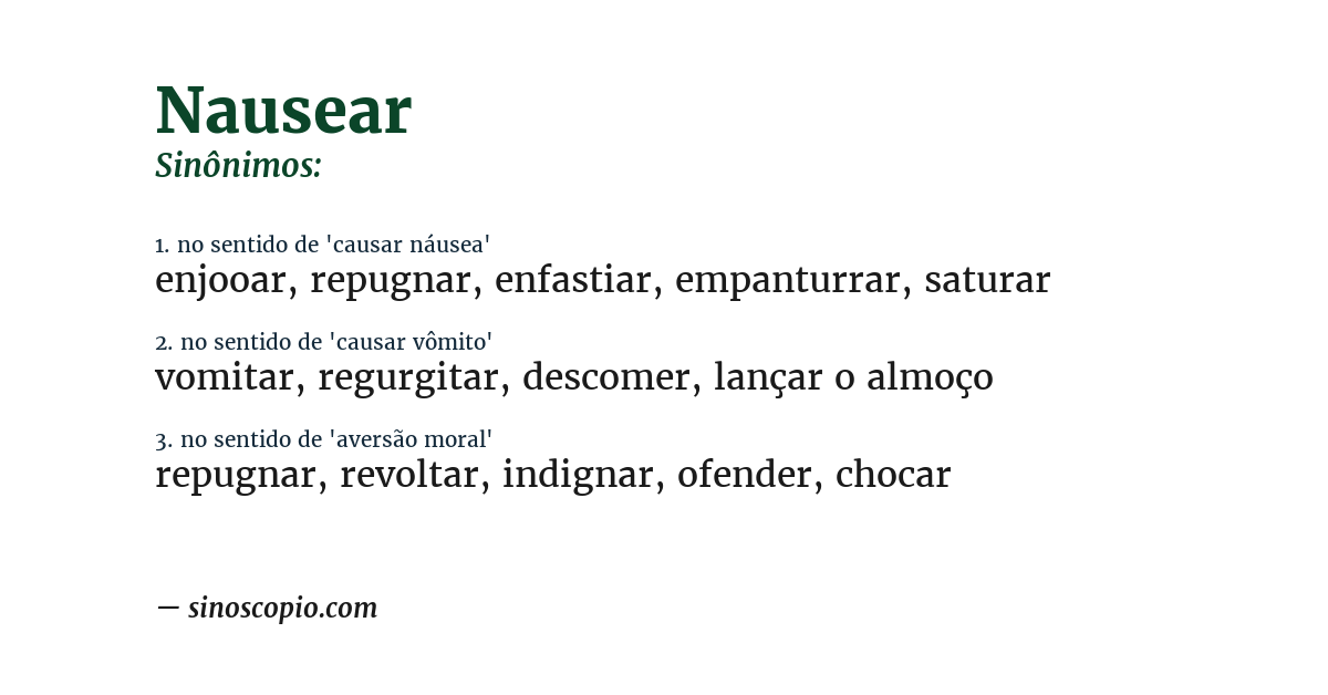Sinônimo de nausear