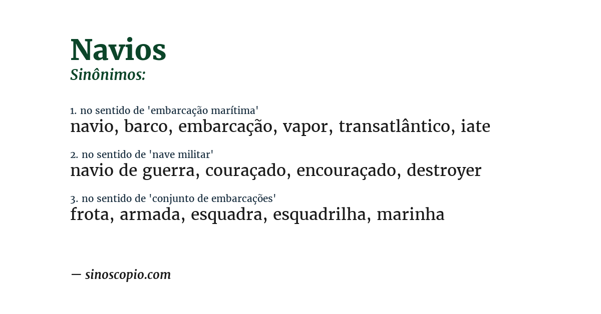 Sinônimo de navios