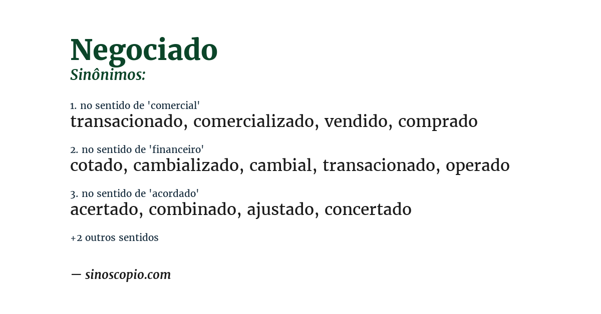 Sinônimo de negociado