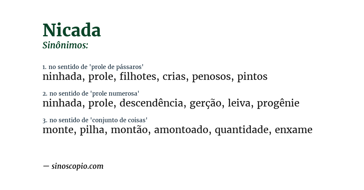 Sinônimo de nicada