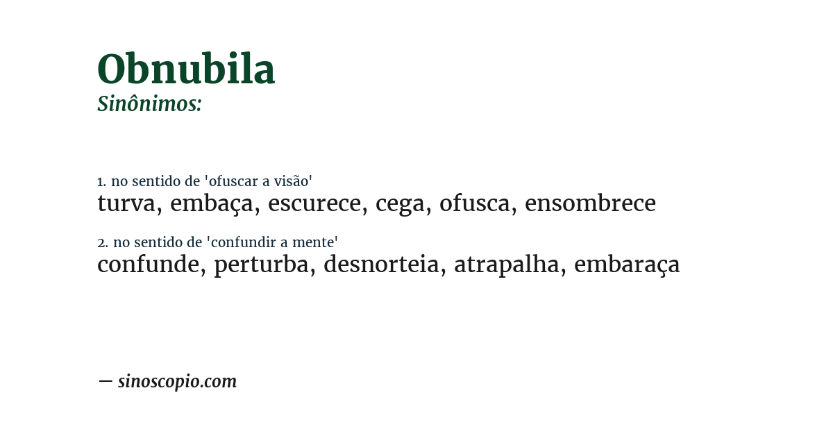 Sinônimo de obnubila