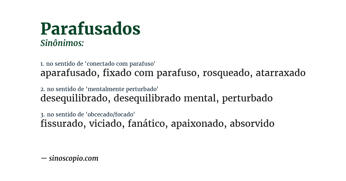 Sinônimo de parafusados