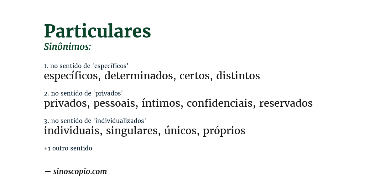 Sinônimo de particulares