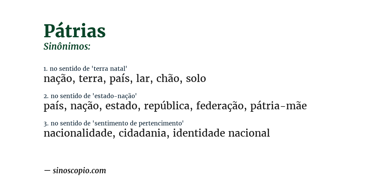 Sinônimo de pátrias