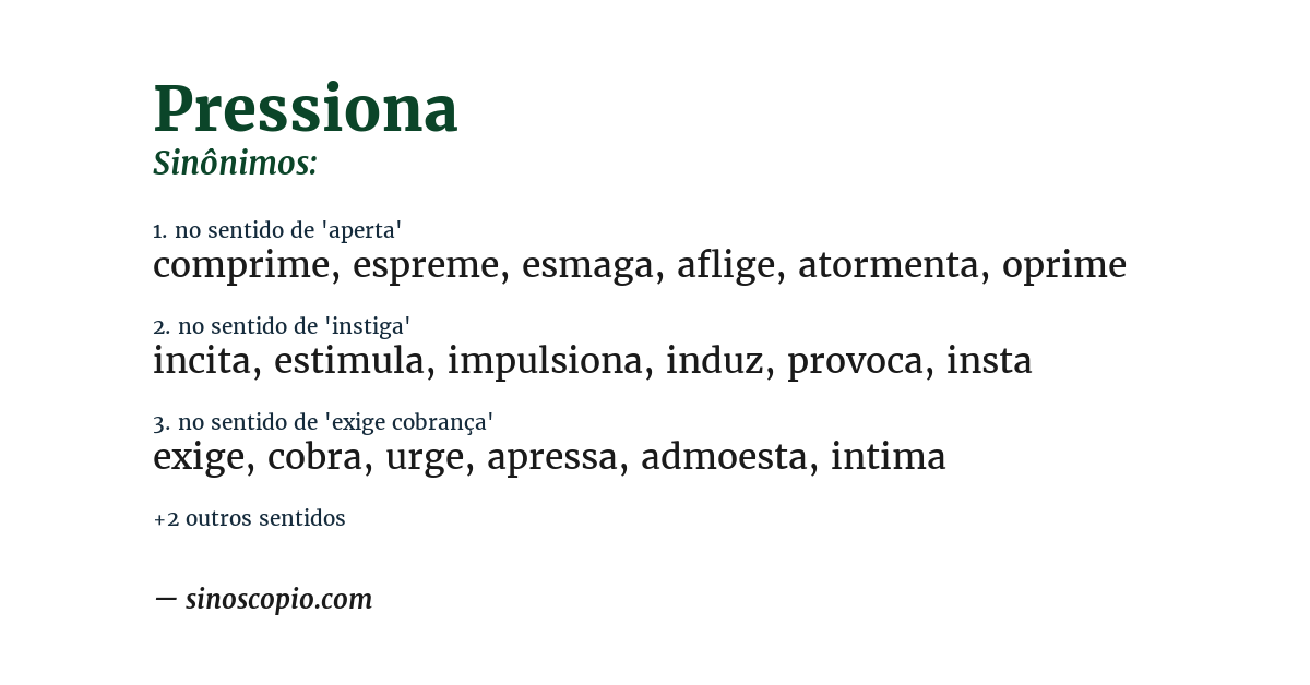 Sinônimo de pressiona