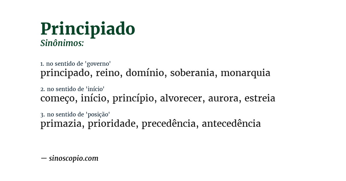 Sinônimo de principiado