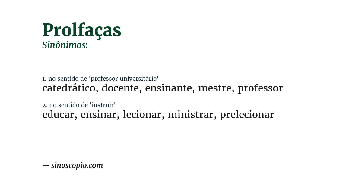 Sinônimo de prolfaças