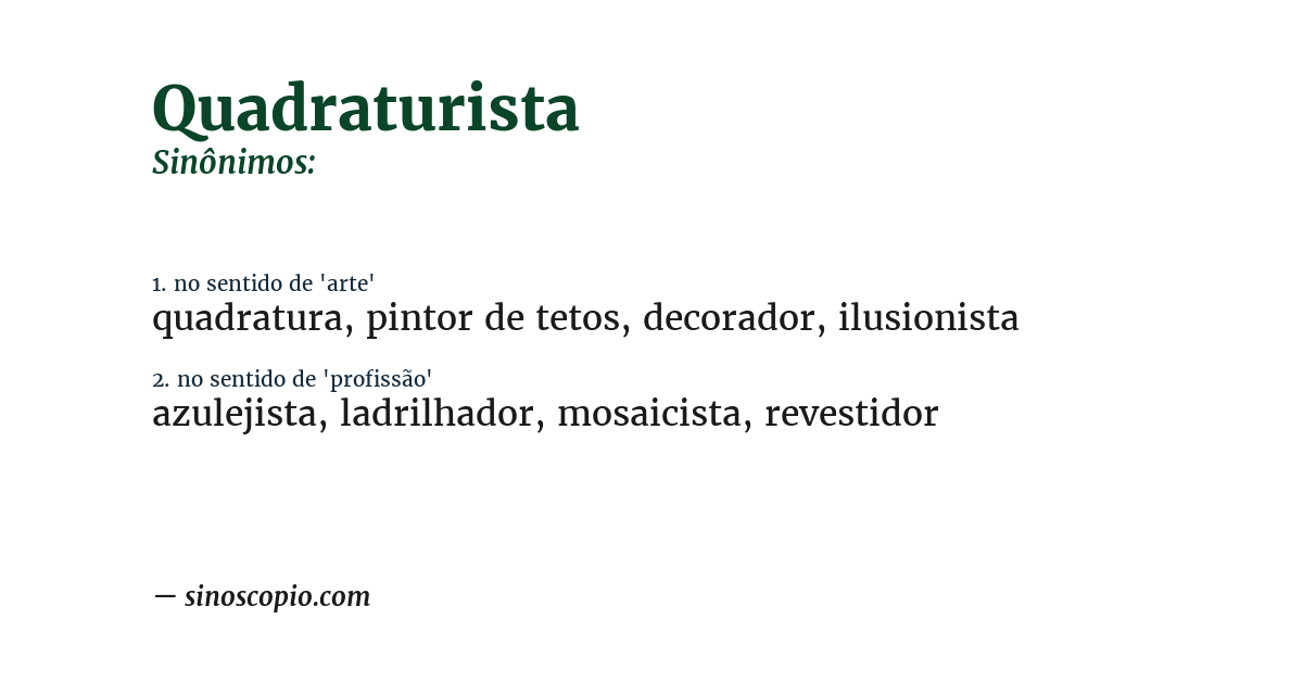 Sinônimo de quadraturista