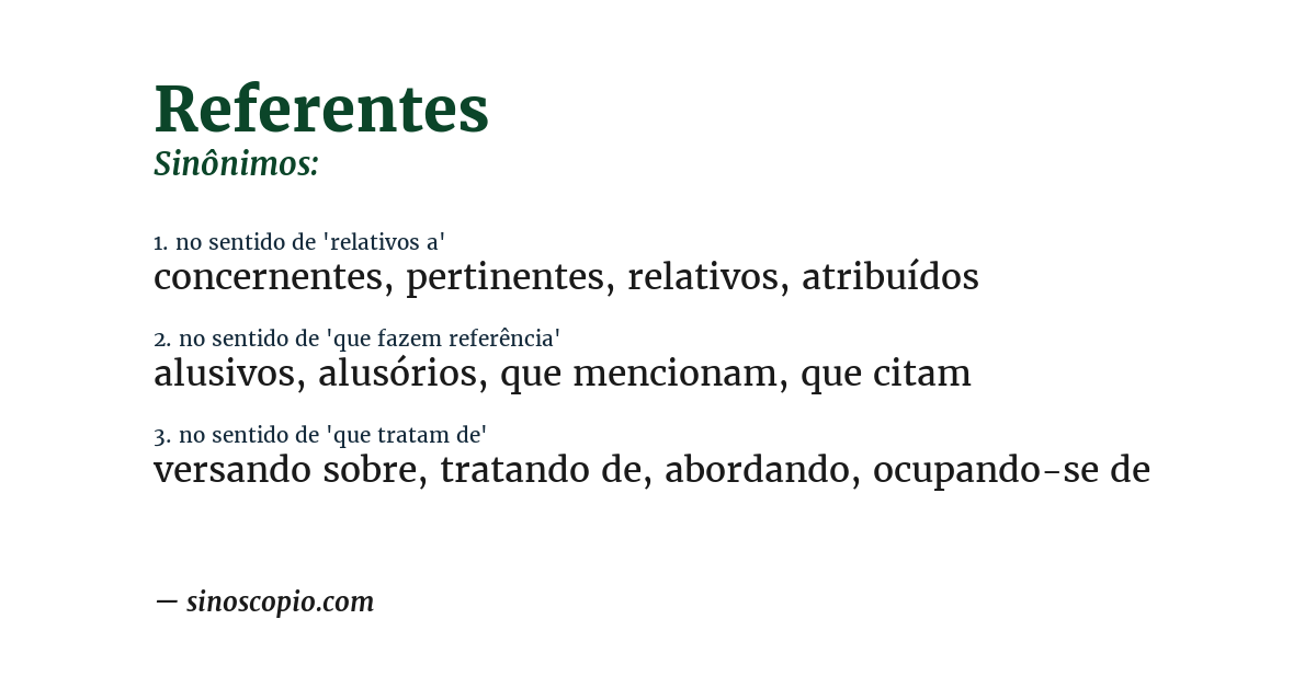 Sinônimo de referentes