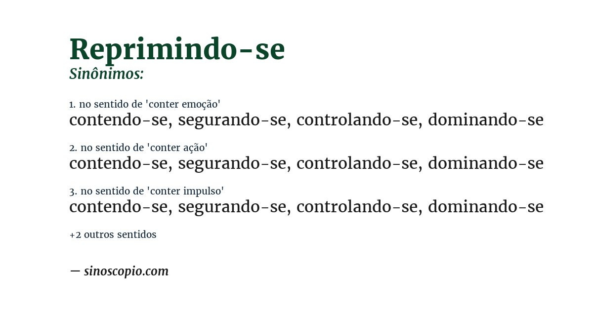 Sinônimo de reprimindo-se
