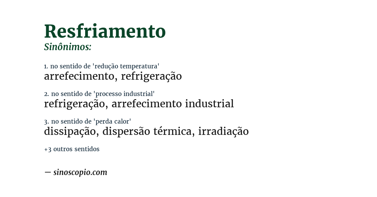 Sinônimo de resfriamento