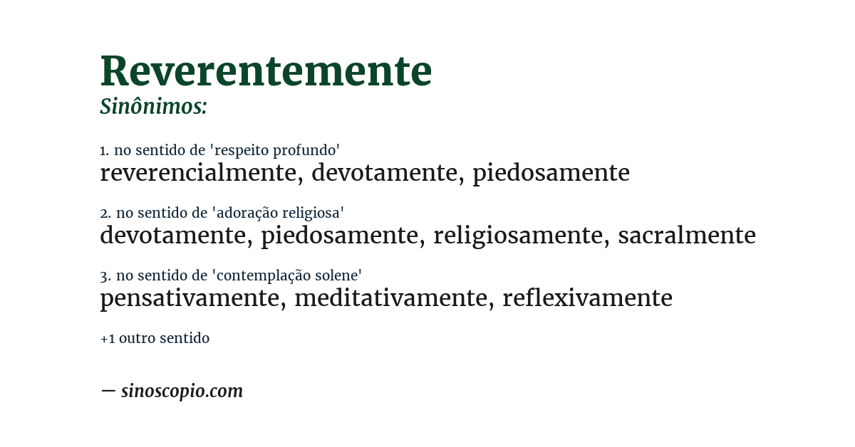 Sinônimo de reverentemente