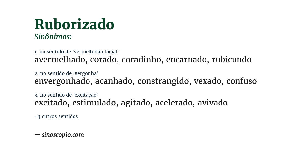 Sinônimo de ruborizado