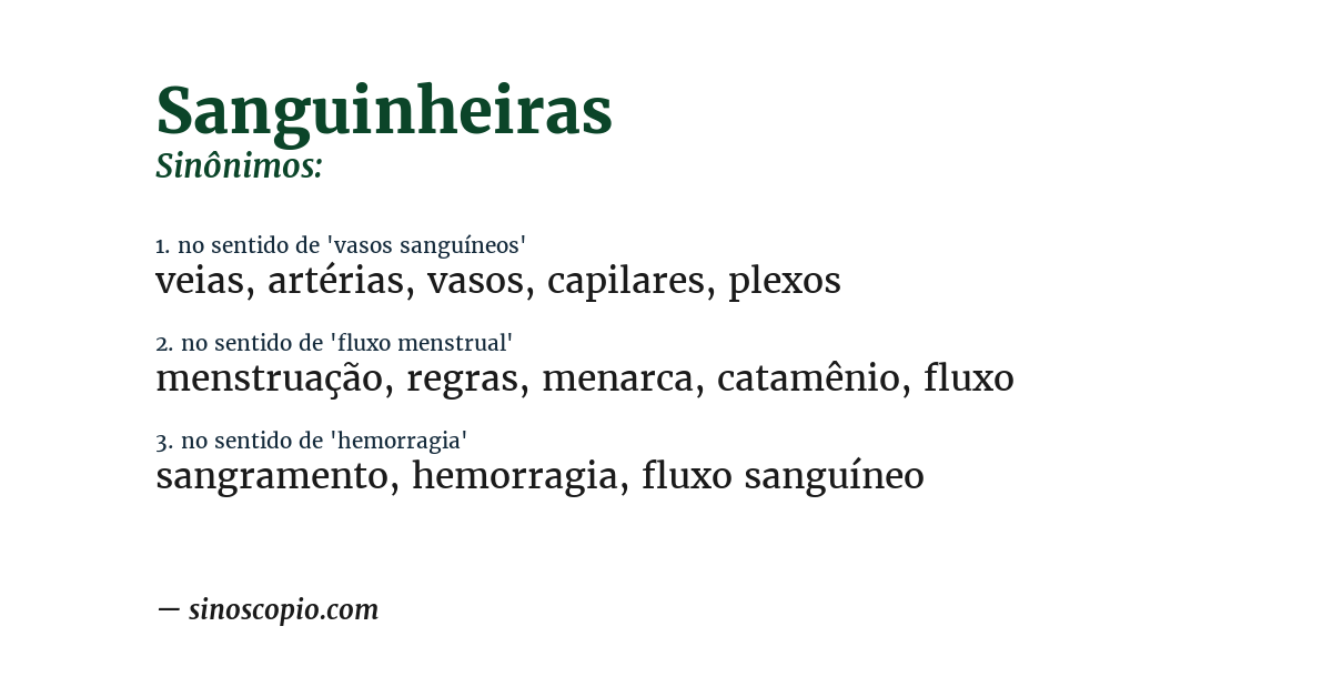 Sinônimo de sanguinheiras