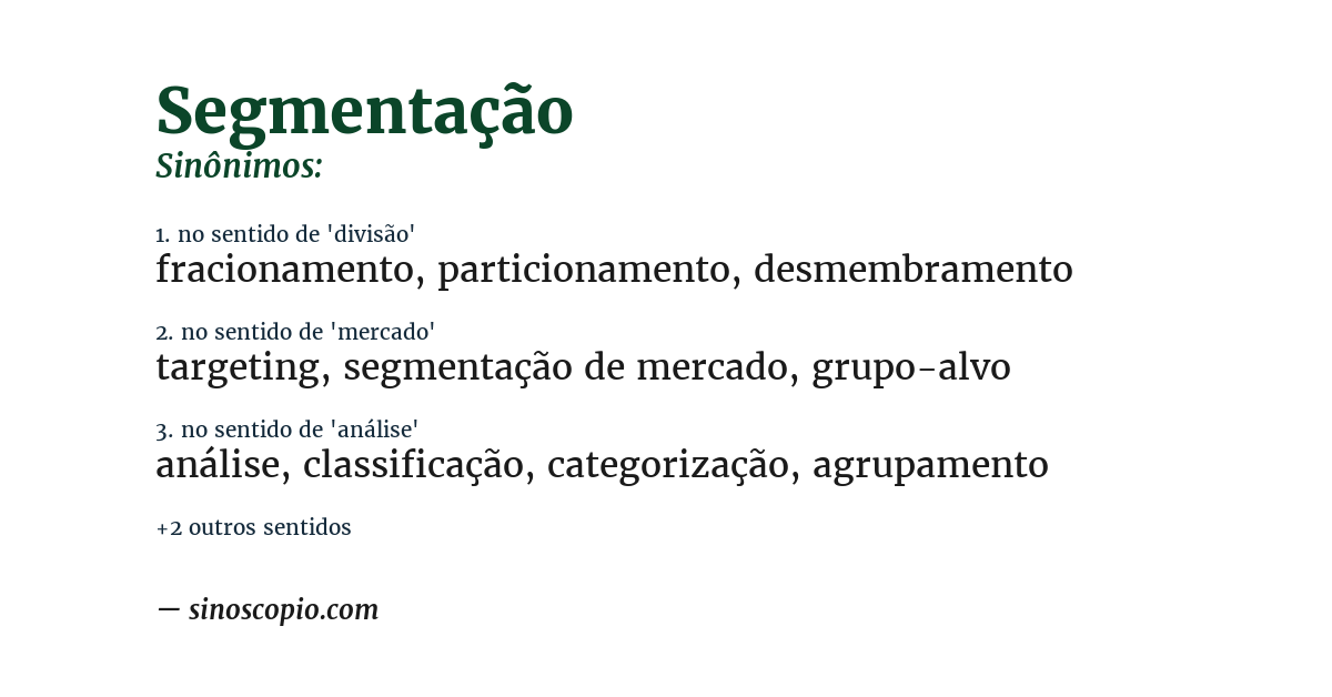 Sinônimo de segmentação