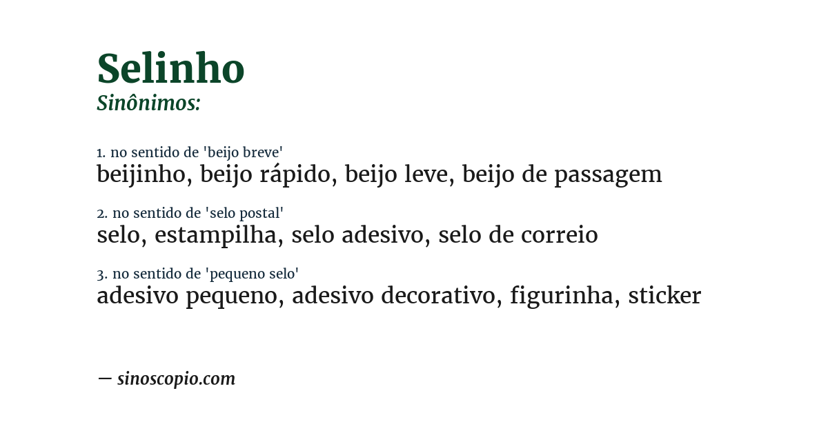Sinônimo de selinho