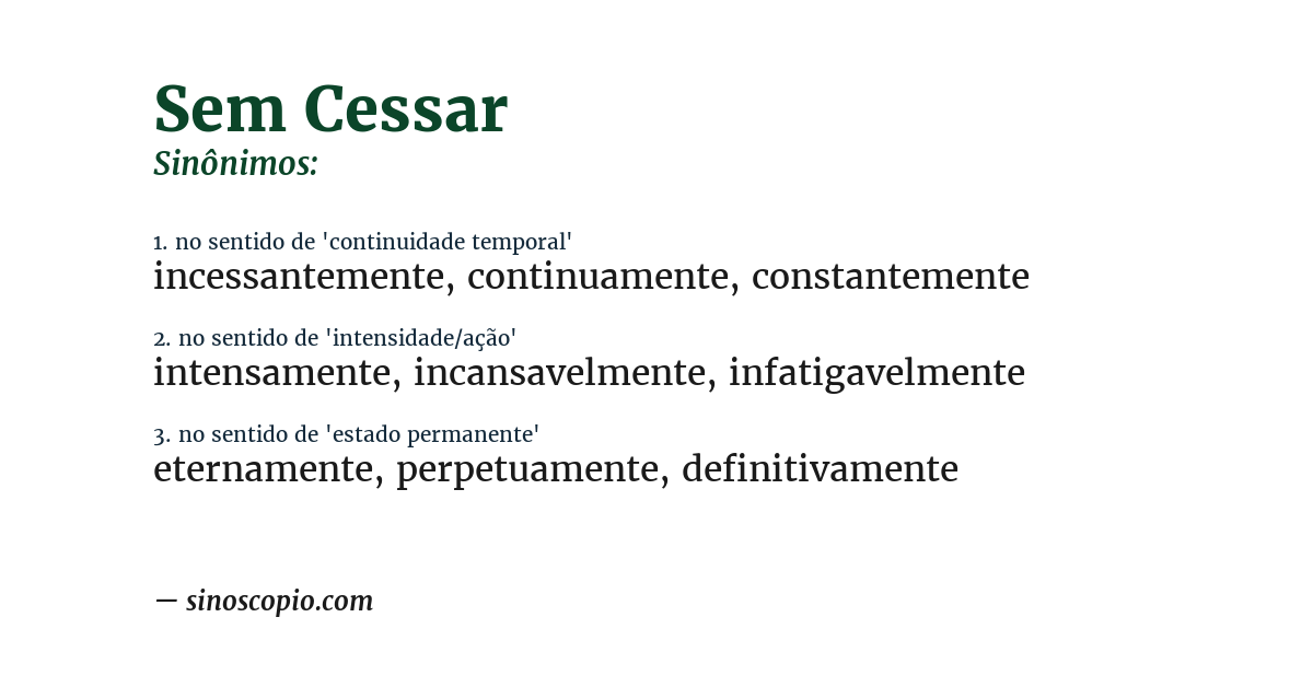 Sinônimo de sem cessar