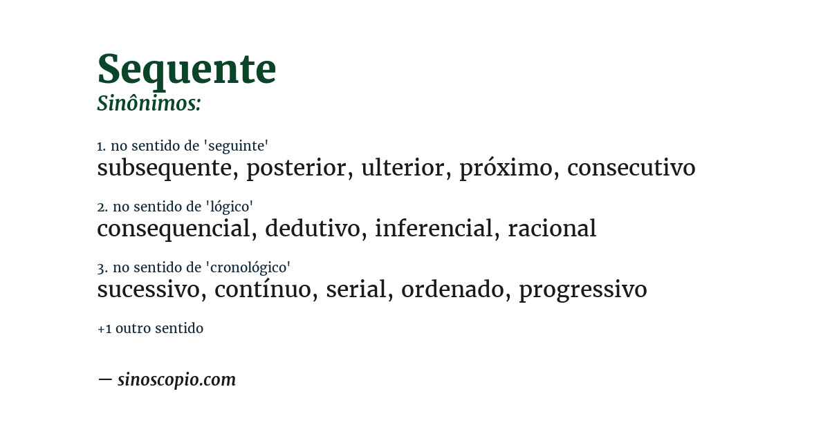 Sinônimo de sequente