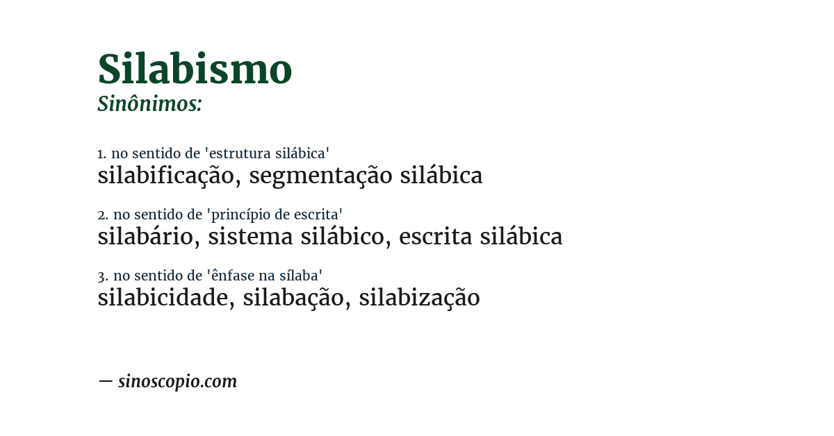 Sinônimo de silabismo