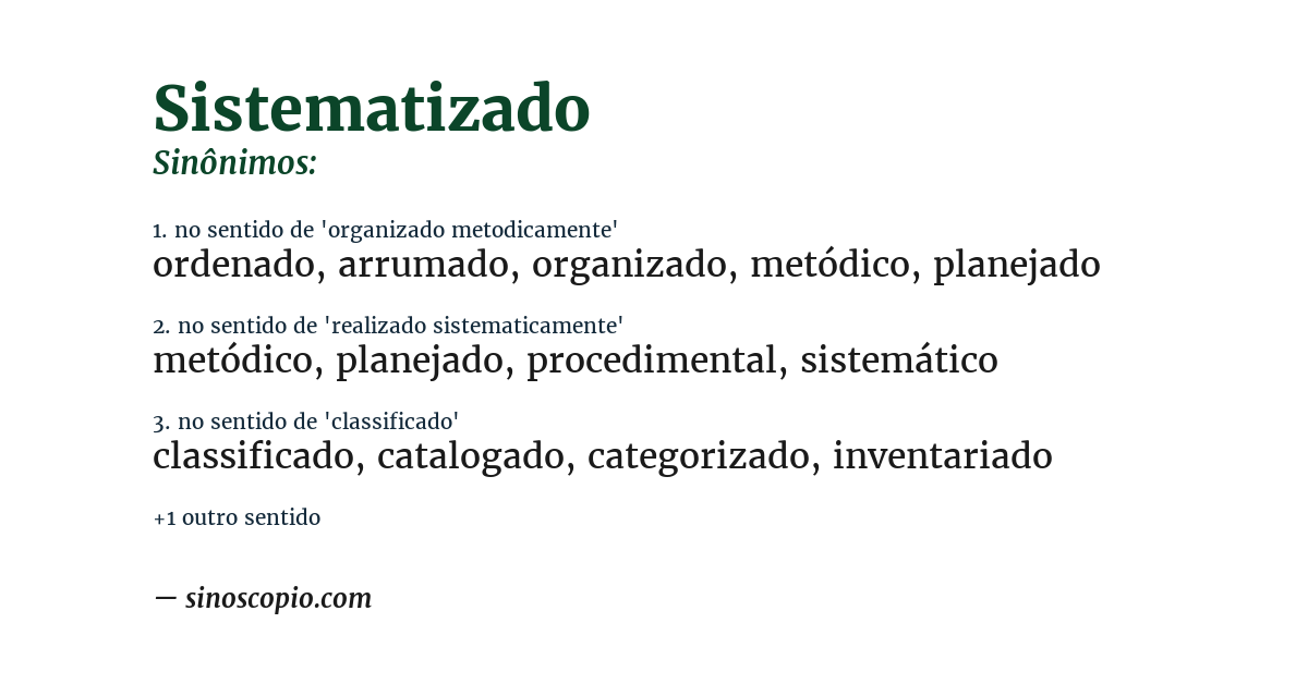 Sinônimo de sistematizado