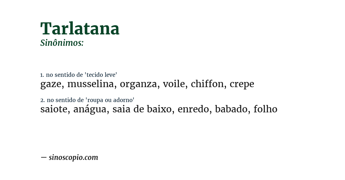 Sinônimo de tarlatana