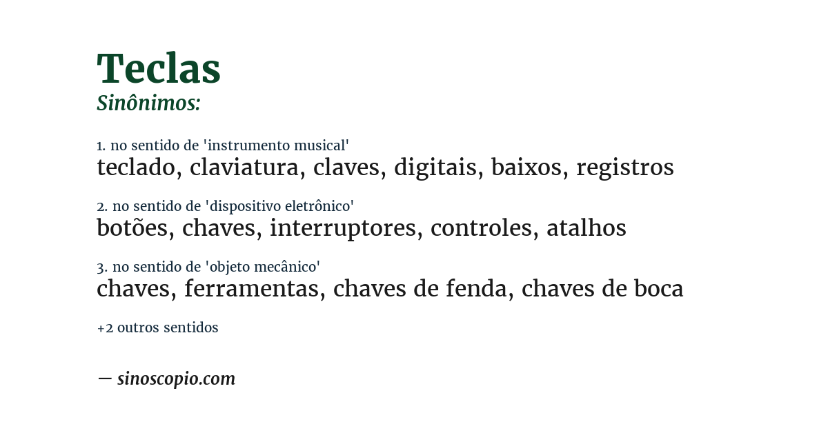 Sinônimo de teclas
