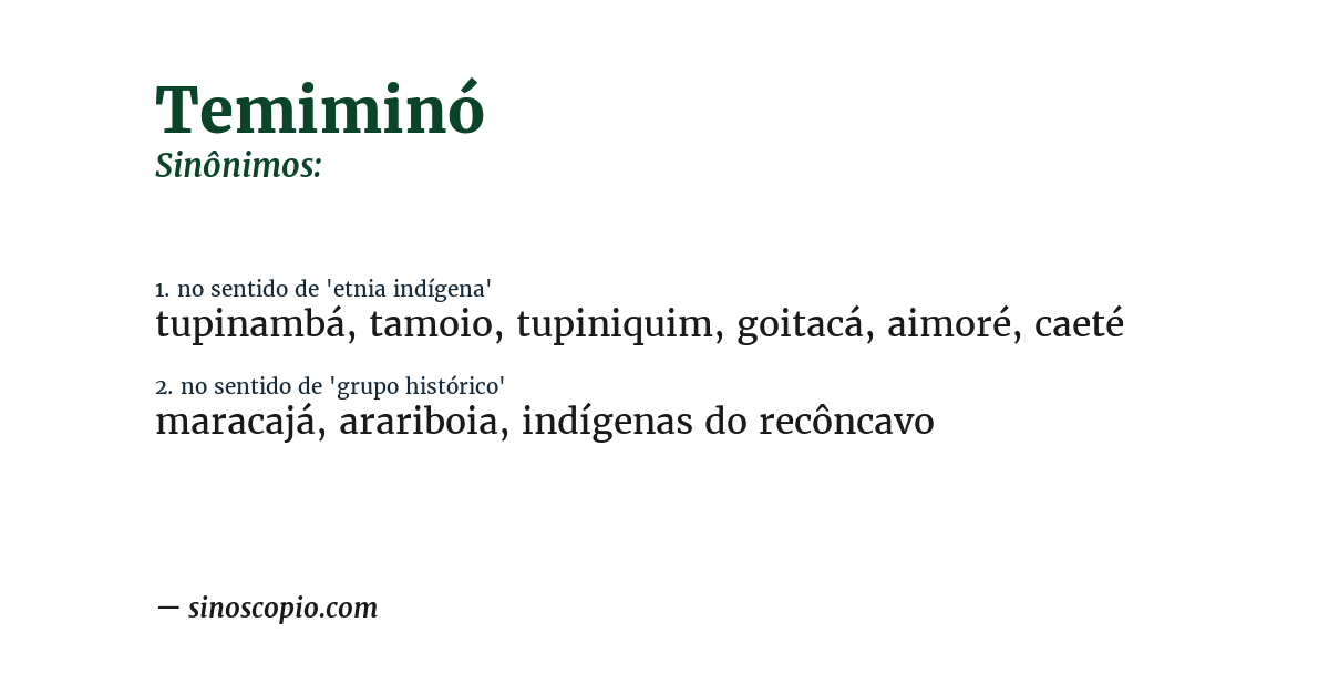 Sinônimo de temiminó