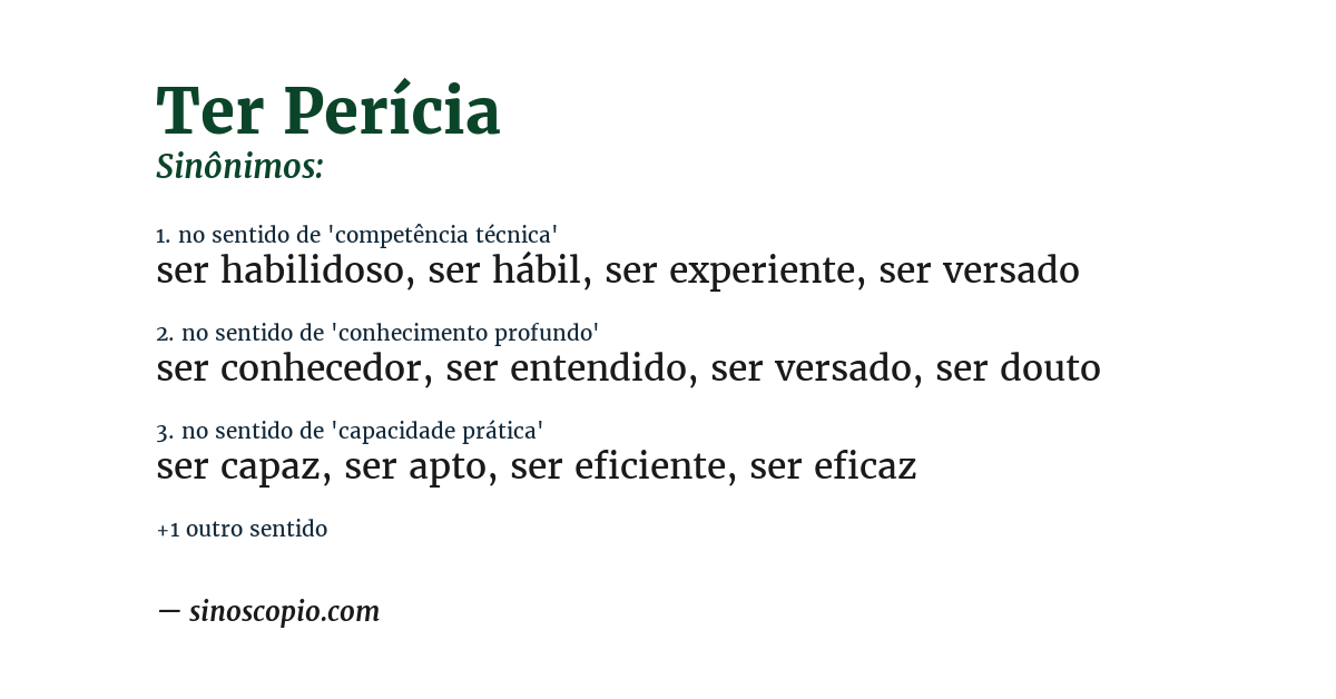Sinônimo de ter perícia