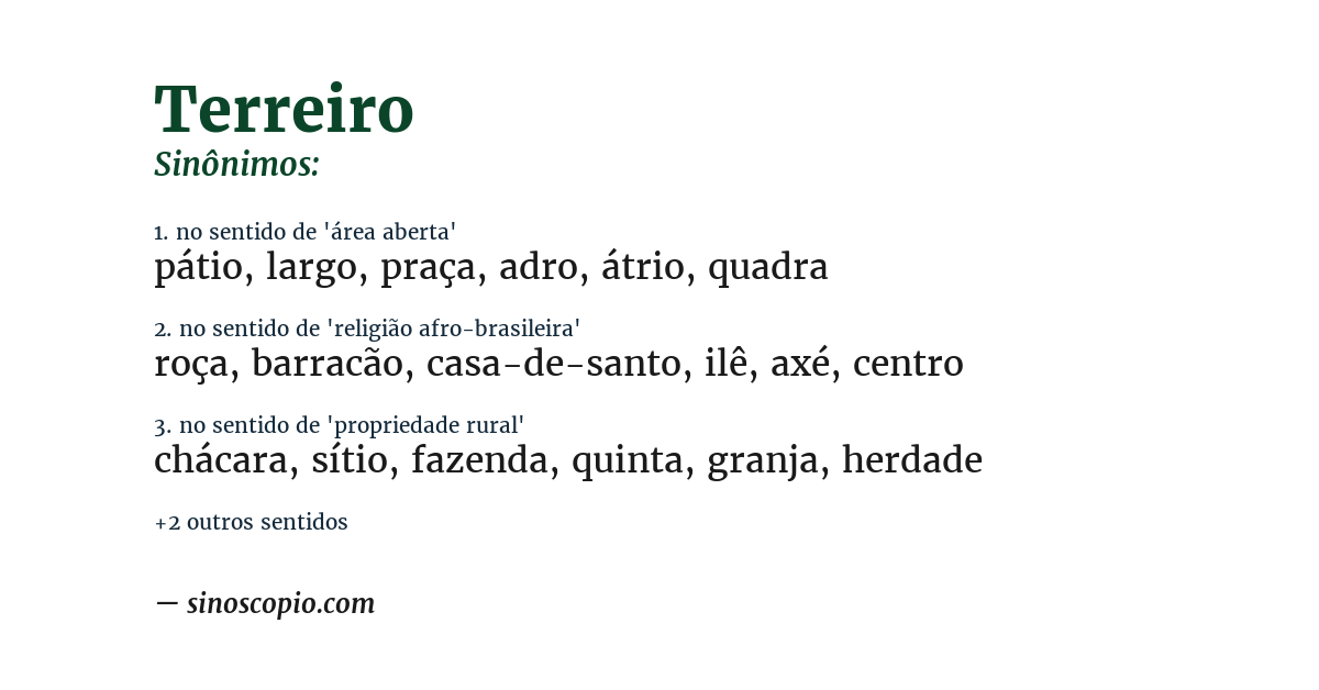 Sinônimo de terreiro