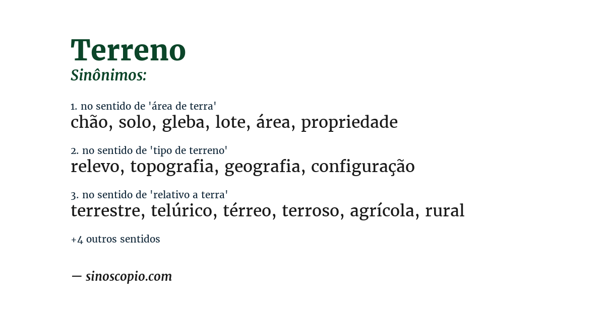 Sinônimo de terreno