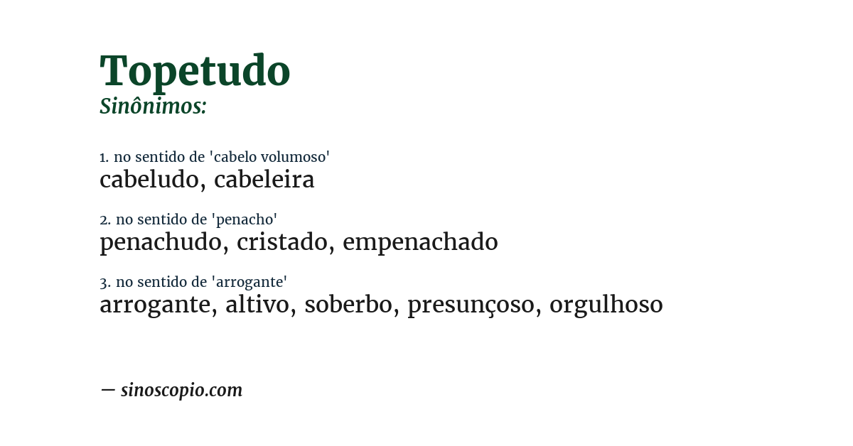 Sinônimo de topetudo