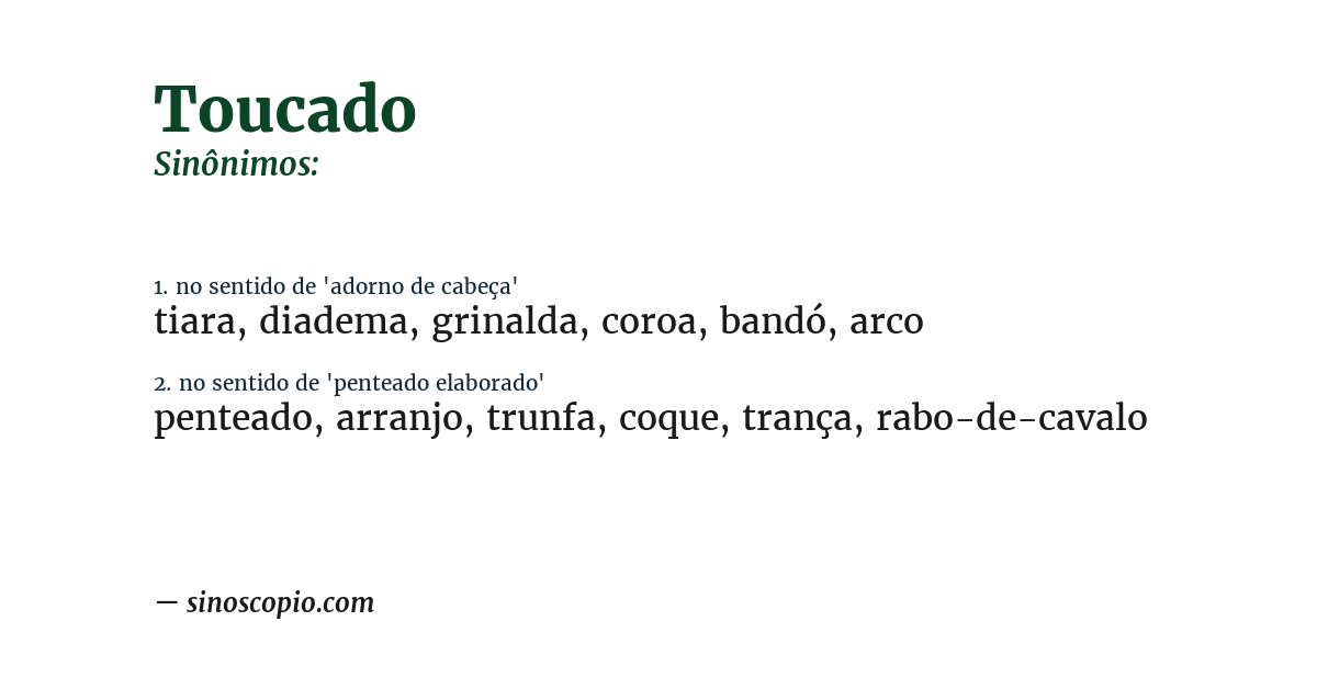 Sinônimo de toucado